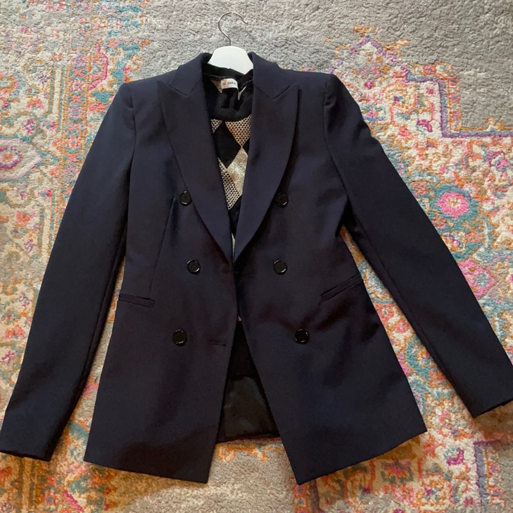 Zara classic navy blue blazer